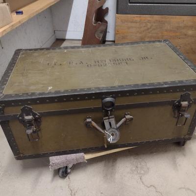 Vintage Military Foot Locker Trunk
