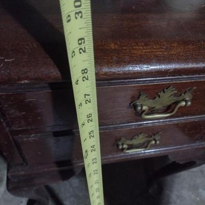 Queen Ann Cherry Wood Double Drawer Side Table