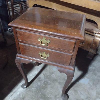 Queen Ann Cherry Wood Double Drawer Side Table