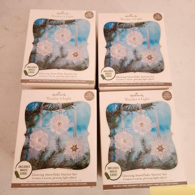 Lot of 4 Hallmark Wonder & Light Christmas Tree ornaments Magic Snowflake