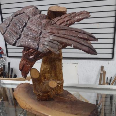 Hand Carved Eagle Statue by Terry Rauffer