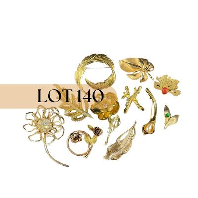 -140- BROOCH | Miscellaneous Gold Tone Pins | Marked