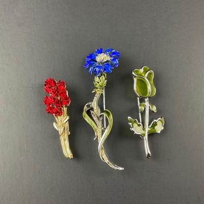 -141- BROOCH | Miscellaneous Red, Blue, Green Flower Pins