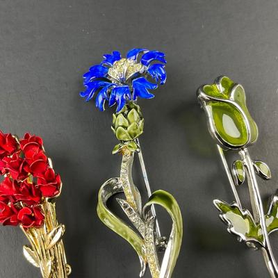 -141- BROOCH | Miscellaneous Red, Blue, Green Flower Pins