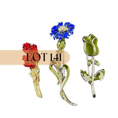 -141- BROOCH | Miscellaneous Red, Blue, Green Flower Pins