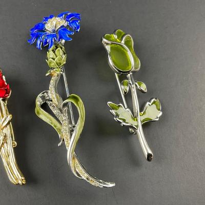 -141- BROOCH | Miscellaneous Red, Blue, Green Flower Pins