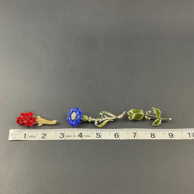 -141- BROOCH | Miscellaneous Red, Blue, Green Flower Pins