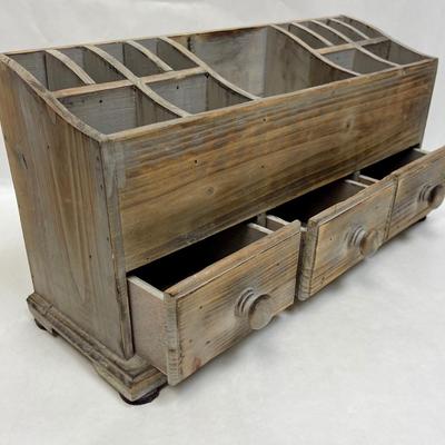 Wood Caddy with 3 Drawers