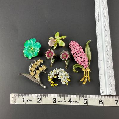 -142- BROOCH | Miscellaneous Multicolored Flower Pins