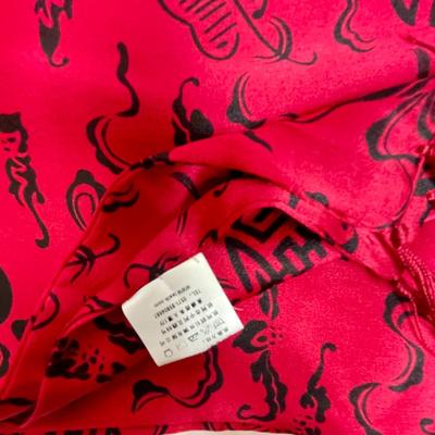 Red & Black Rectangular Scarf with fringe