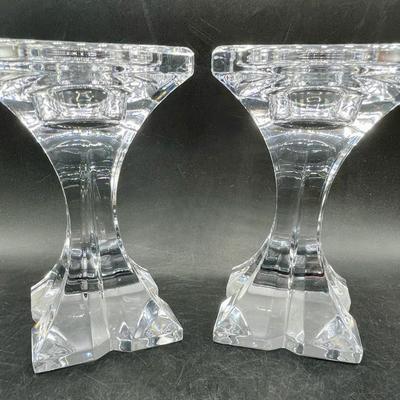 Crystal Candlestick Holders Heavy Prism Made in Slovenia 24% lead crystal