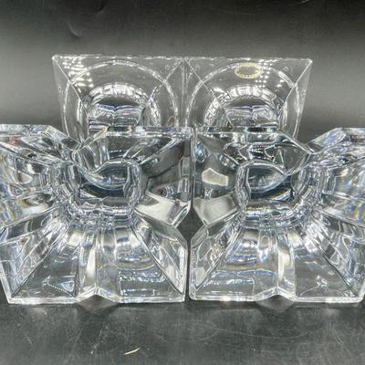 Crystal Candlestick Holders Heavy Prism Made in Slovenia 24% lead crystal