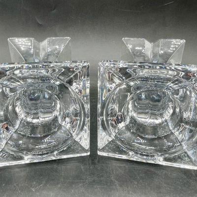 Crystal Candlestick Holders Heavy Prism Made in Slovenia 24% lead crystal