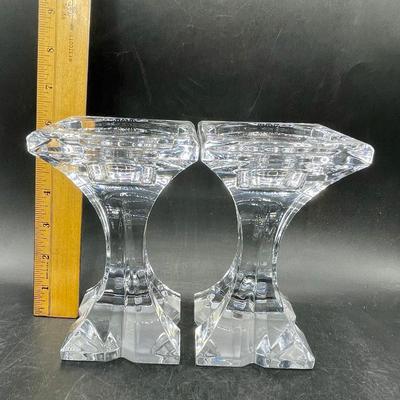 Crystal Candlestick Holders Heavy Prism Made in Slovenia 24% lead crystal