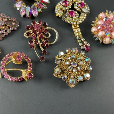 -143- BROOCH | Miscellaneous Purple Colored Rhinestone Pins