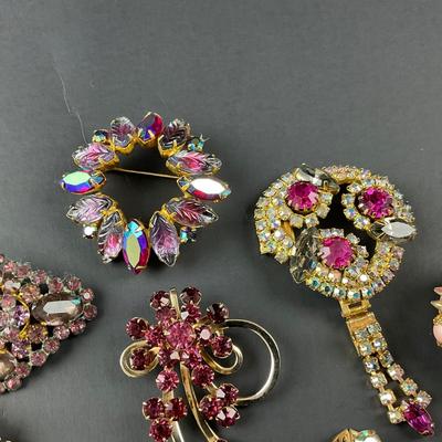 -143- BROOCH | Miscellaneous Purple Colored Rhinestone Pins