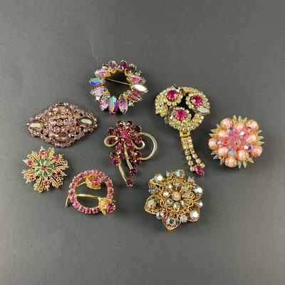 -143- BROOCH | Miscellaneous Purple Colored Rhinestone Pins