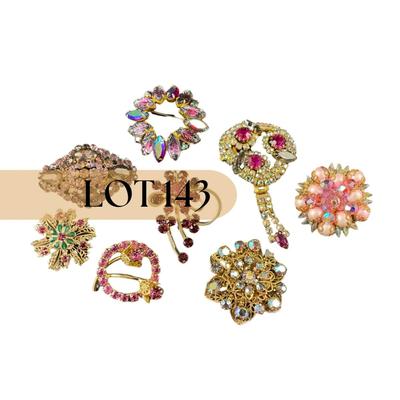 -143- BROOCH | Miscellaneous Purple Colored Rhinestone Pins