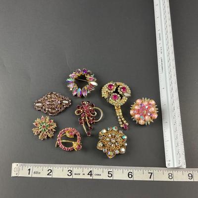 -143- BROOCH | Miscellaneous Purple Colored Rhinestone Pins