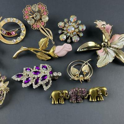 -144- BROOCH | Miscellaneous Purple & Rhinestone Pins
