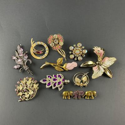 -144- BROOCH | Miscellaneous Purple & Rhinestone Pins