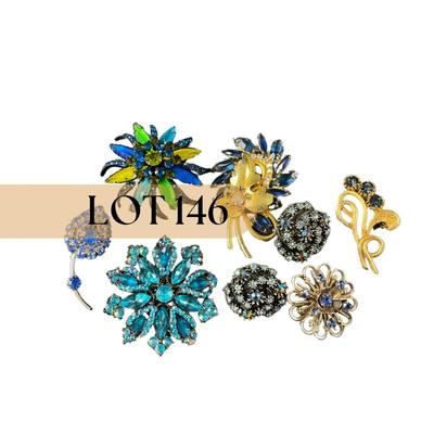 -146- BROOCH | Miscellaneous Blue Rhinestone Pins