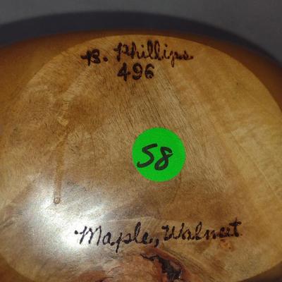 Turned Wooden Clock by Bobby Phillips- Maple and Walnut (#58).