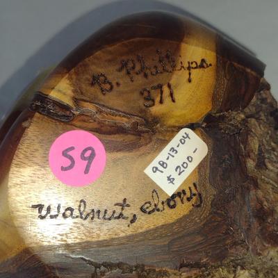 Turned Wooden Clock by Bobby Phillips- Walnut and Ebony (#59).