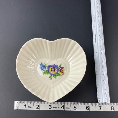 -151- BELLEEK | Heart Shaped “Enchanted Garden” Heart Dish | 9th Mark