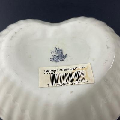 -151- BELLEEK | Heart Shaped “Enchanted Garden” Heart Dish | 9th Mark