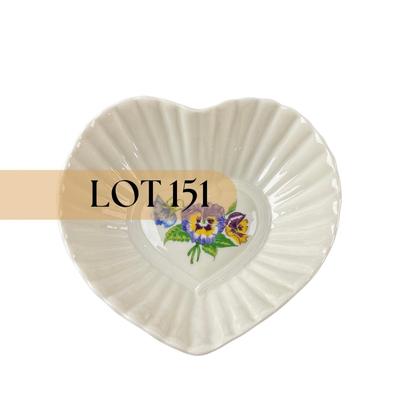 -151- BELLEEK | Heart Shaped “Enchanted Garden” Heart Dish | 9th Mark