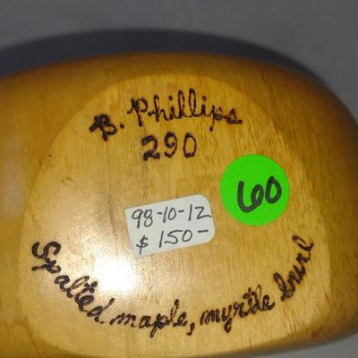 Turned Wooden Clock by Bobby Phillips- Spalted Maple and Myrtle Burl (#60).