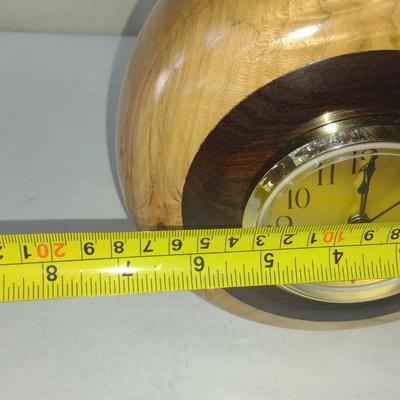 Turned Wooden Clock by Bobby Phillips- Maple, Ebony, and Chrysocolla (#61).