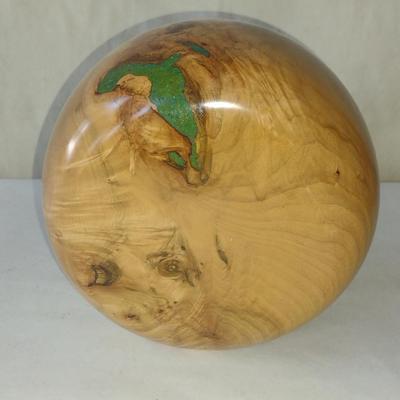 Turned Wooden Clock by Bobby Phillips- Maple, Ebony, and Chrysocolla (#61).
