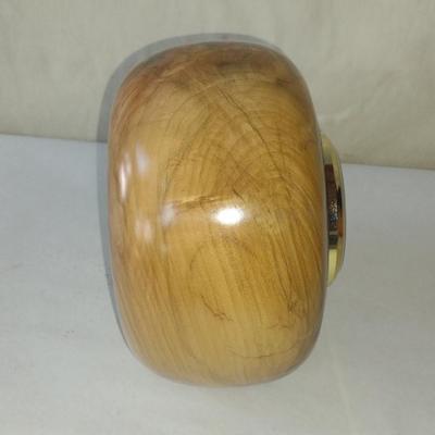 Turned Wooden Clock by Bobby Phillips- Maple, Ebony, and Chrysocolla (#61).