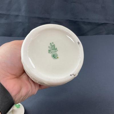 -153- BELLEEK | Shamrock Basketweave Covered Honey Behive Jar | 6th Mark