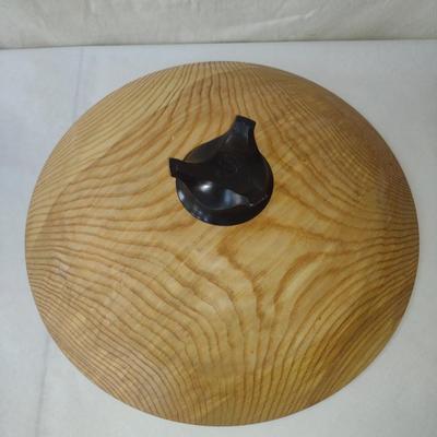 Large, Turned Wooden Footed Bowl by Bobby Phillips- Ash and Ebony (#63).