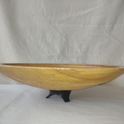 Large, Turned Wooden Footed Bowl by Bobby Phillips- Ash and Ebony (#63).