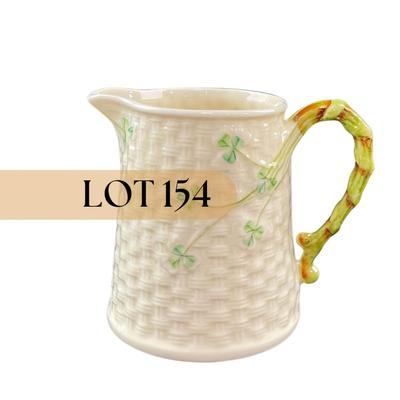 -154- BELLEEK | Shamrock Basketweave Creamer/Pitcher | 6th Mark