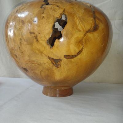 Large, Turned Wooden Vase by Bobby Phillips- Maple Burl and Walnut (#64).