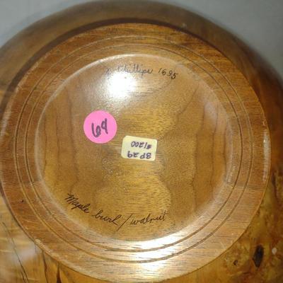 Large, Turned Wooden Vase by Bobby Phillips- Maple Burl and Walnut (#64).