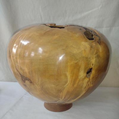 Large, Turned Wooden Vase by Bobby Phillips- Maple Burl and Walnut (#64).