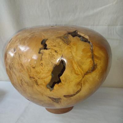Large, Turned Wooden Vase by Bobby Phillips- Maple Burl and Walnut (#64).