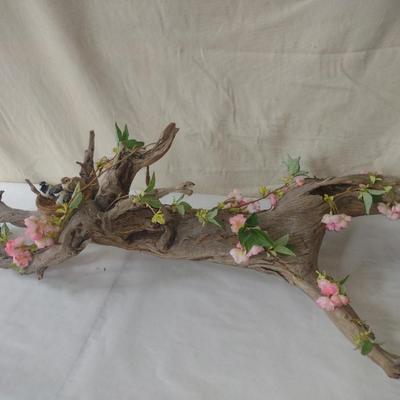 Nesting Birds on Driftwood with Faux Flower Home Decor