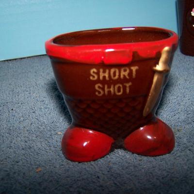 LOT 48 GREAT MID CENTURY REDWARE BAR SHOT GLASSES JAPAN