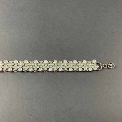 -161- SORRELLI | Green Colored Rhinestone Bracelet | Marked