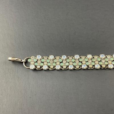 -161- SORRELLI | Green Colored Rhinestone Bracelet | Marked