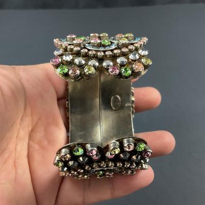 -164- SORRELLI | Multicolored Rhinestone Wide Cuff Bracelet | Marked