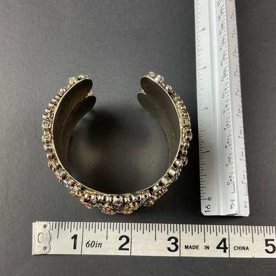 -164- SORRELLI | Multicolored Rhinestone Wide Cuff Bracelet | Marked