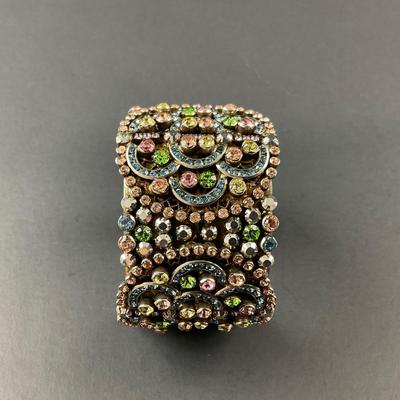 -164- SORRELLI | Multicolored Rhinestone Wide Cuff Bracelet | Marked